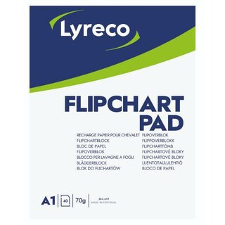 Flipchartblock, A1, 70 g/qm, blanko, 40 Blatt, 5 St�ck