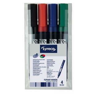 Flipchartmarker Neutral, Rundspitze, Strichstrke: 1,5-3mm, farbig sort, 4er-Etui
