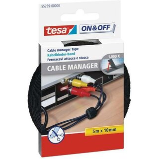 Kabelmanager Tesa 55239, 10mm x 500cm, schwarz, 12 Stück