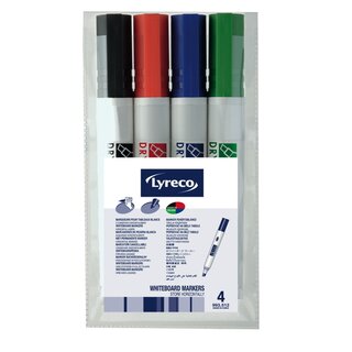 Boardmarker Lyreco, Keilspitze, Strichst�rke: 1-5mm, farbig sortiert, 4er Etui