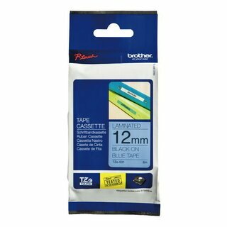 Schriftband Brother TZE-531, Breite: 12mm, laminiert, schwarz auf blau