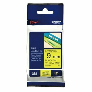 Schriftband Brother TZE-621, Breite: 9mm, laminiert, schwarz auf gelb