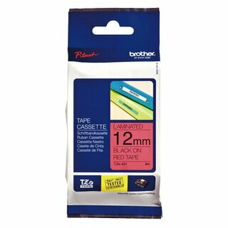 Schriftband Brother TZE-431, Breite: 12mm, laminiert, schwarz auf rot