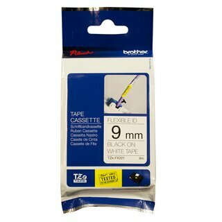 Schriftband Brother TZE-FX221, Breite: 9mm, schwarz auf wei�, Flexitape