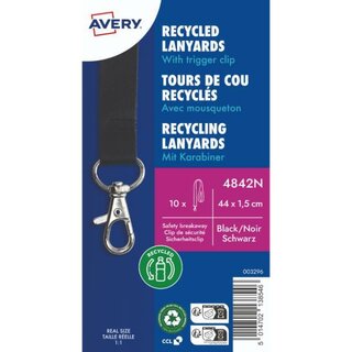 Avery Zweckform 4842N, Lanyard, Schlsselband 15 x 440  mm schwarz, 10 Stck