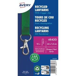 Avery Zweckform 4842G, Lanyard, Schlsselband 15 x 440  mm grn, 10 Stck