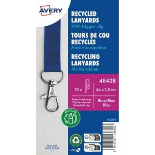 Avery Zweckform 4842B, Lanyard, Schlsselband, 15 x 440  mm blau, 10 Stck