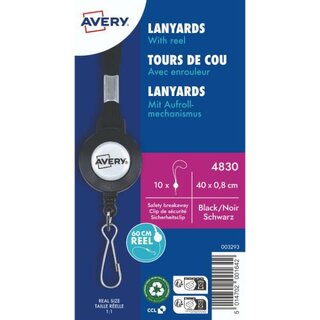 Avery Zweckform 4830, Textilband mit Aufrollmechanismus, 10 x 400  mm schwarz