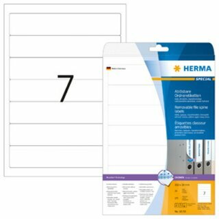 Ordner-Etiketten Herma 10155, kurz / schmal, abl�sbar, wei�, 175 St�ck