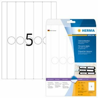 Ordner-Etiketten Herma 5165, f�r schmale H�ngeordner, wei�, 125 St�ck