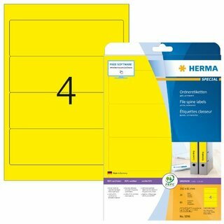 Ordner-Etiketten Herma 5096, kurz / breit, gelb, 80 St�ck