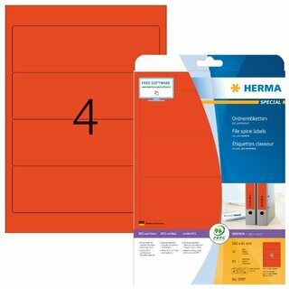 Ordner-Etiketten Herma 5097, kurz / breit, rot, 80 St�ck