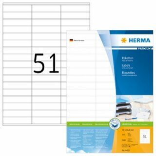 Etiketten Herma 4459 PREMIUM, 70 x 16,9mm (LxB), wei�, 5100 St�ck
