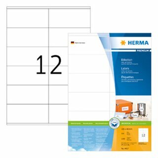 Etiketten Herma 4457 PREMIUM, 105 x 48mm (LxB), wei�, 1200 St�ck