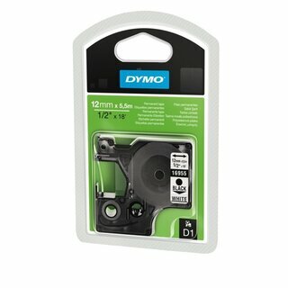 Schriftband Dymo D1 16955, Breite: 12mm, schwarz auf wei�