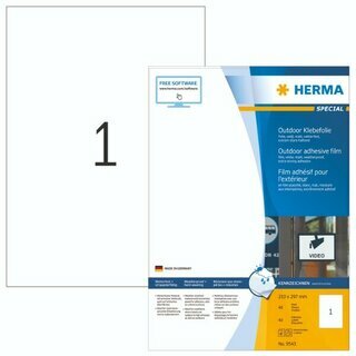 Wetterfeste Etiketten Herma 9543, 210 x 297mm (LxB), wei�, stark haftend, 40 St