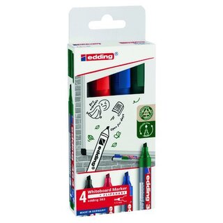 Edding 363 Whiteboardmarker, Keilspitze, 1-5mm Sort, 4 Stück
