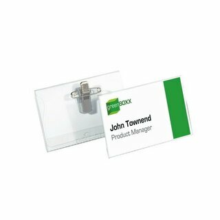 Namensschild Durable 8101, 54 x 90mm, mit Kombiklemme, 50 St�ck