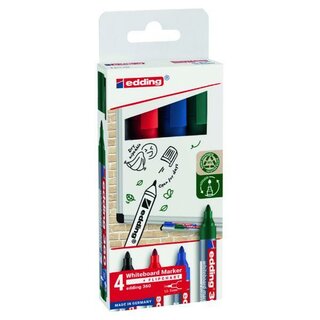 Edding 360 Whiteboardmarker, Rundspitze, 1,5-3mm Sor, 4 Stck