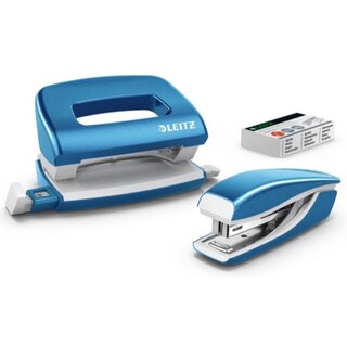 Heftger�t+Locher Set Leitz 5561 NeXXt WOW, Heft- + Lochleistung: 10 Bl. blau