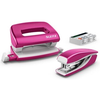 Heftger�t+Locher Set Leitz 5561 NeXXt WOW, Heft- + Lochleistung: 10 Bl. pink