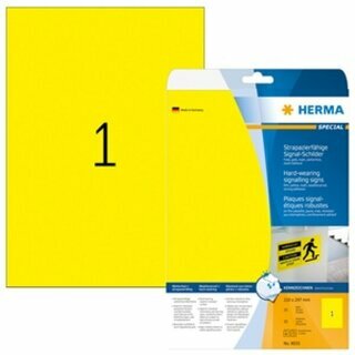Folien-Etiketten Herma 8033 Signalschilder, 297 x 210mm (LxB), gelb, 25 St�ck
