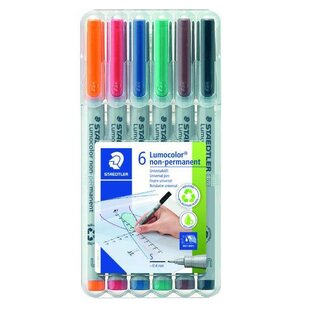 STAEDTLER Textmarker Lumocolor 311 WP6, non-perm., S / 0,4 mm, sort., 6 Stck