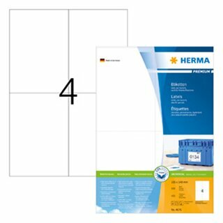 Etiketten Herma 4676 PREMIUM, 105 x 148mm (LxB), wei�, 400 St�ck