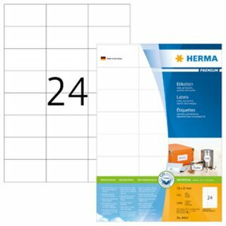 Etiketten Herma 4464 PREMIUM, 70 x 37mm (LxB), wei�, 2400 St�ck