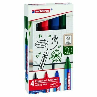 Edding 380 Flipchartmarker, Rundspitze, Sortiert, 4 Stck