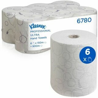 Papierhandt�cher Kleenex 6780, auf Rolle 150m, 2-lagig, wei�, 6 St�ck