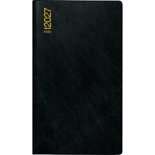 Rido-Ide Taschenkalender 7045432906, 1M/1S, 8,7 x 15,3cm, schwarz, 2027