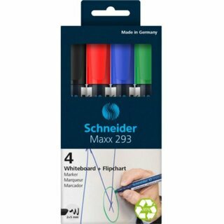 Boardmarker Schneider Maxx 293, Keilspitze, Strichst�rke: 2+5mm, 4er Etui