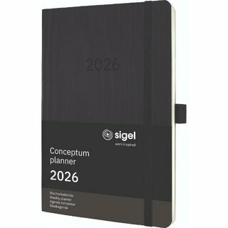 Sigel Buchkalender C2622 Conceptum, 1W/2S, Softcover, A5, schwarz, 2026