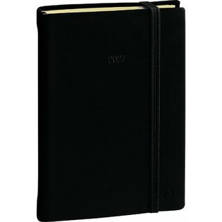 Quo Vadis Daily 617014Q, 1T/1S, 8,8 x 13cm, Kunstleder Silk Schwarz, 2027