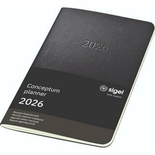 Sigel Taschenkalender C2685, Conceptum, 1M/2S, Softcover, A6, schwarz, 2026