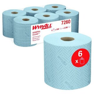 Wypall L20, blaues Wischpapier, 2-lagig, 6x550 Stück