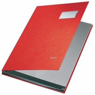 Unterschriftsmappe Leitz 5701, 10 Fcher, PP-kaschierter Einband, rot