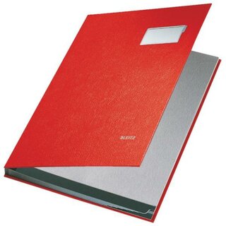 Unterschriftsmappe Leitz 5701, 10 Fcher, PP-kaschierter Einband, rot