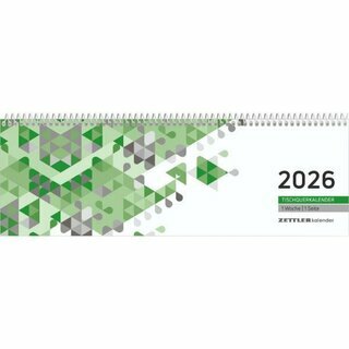 Zettler Tischquerkalender 146, 1W/1S, 30 x 10cm, grn, 2026