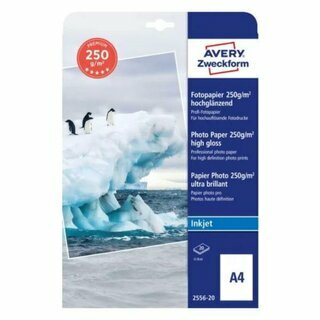 Fotopapier Avery Zweckform 2556, Inkjet, A4, 250g, hochgl�nzend, 20 Blatt