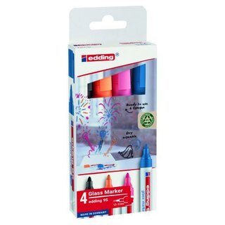 Edding 95 Glasmarker, Dunkel, 1,5-3mm, sortiert, 4 Stück