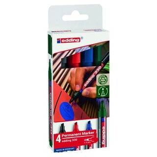 Edding 330 Permanentmarker, Keil, 1-5mm, sortiert, 4 Stück