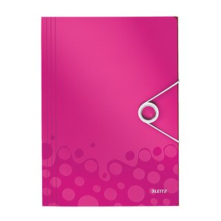 Eckspanner Leitz 4599 WOW, A4, PP, Fassungsverm�gen: 150 Blatt, pink metallic