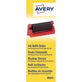 Avery Zweckform IRAV5 Ersatz-Tintenrollen, fr PL1/8 + PL2/18, schwarz, 5 Stck