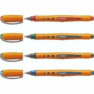 STABILO  Tintenroller worker+ Fein 2016/4, Einweg, F / 0,3 mm, 4farb., 4 St�ck