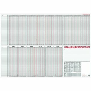 G�ss Urlaubsplaner 12-80, 120 x 84cm, f�r 60 Mitarbeiter, 12+3 Monate, 2027