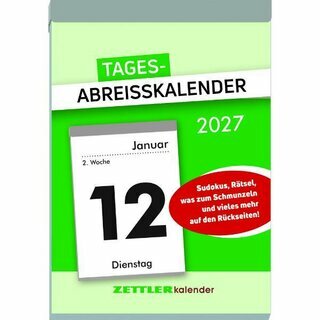 Zettler Abrei�kalender 313 XXL, 1T/1S, R�ckseite bedruckt, A6, 2027