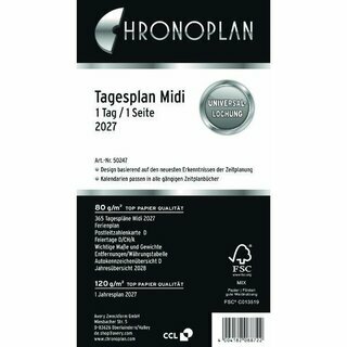 Chronoplan Jahresplaner 50246 Midi, 1T/1S, A5, Jahresset, 2027