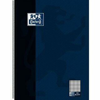 Oxford Collegeblock 100050358, kariert, A4, 90 g/m�, Einband: blau, 80 Blatt